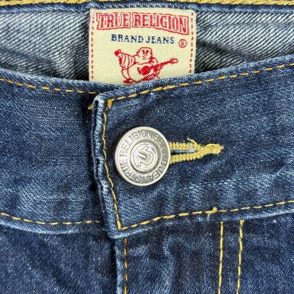 True Religion Jeans Mens 38x33 Blue Bootcut Dark Wash Denim Made in USA - Picture 4 of 16